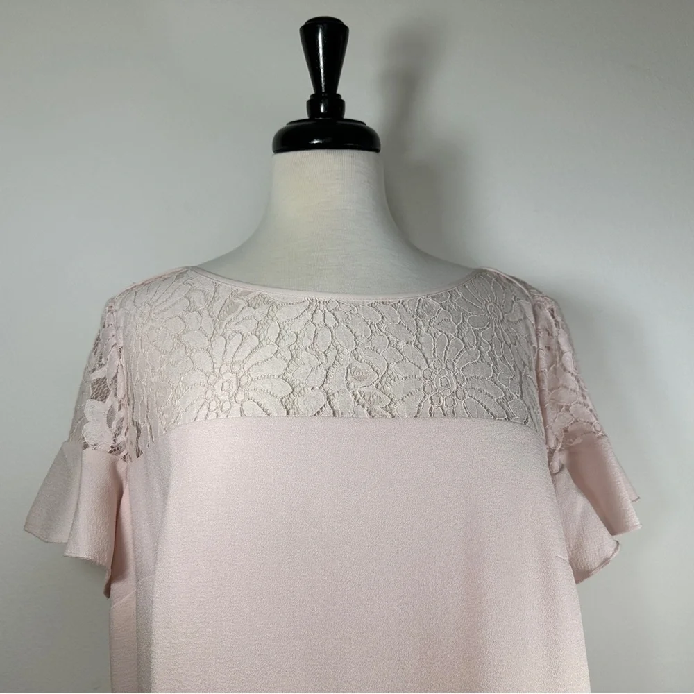 Karl Lagerfeld lace top ruffle hem dress light pink - Picture 3 of 9